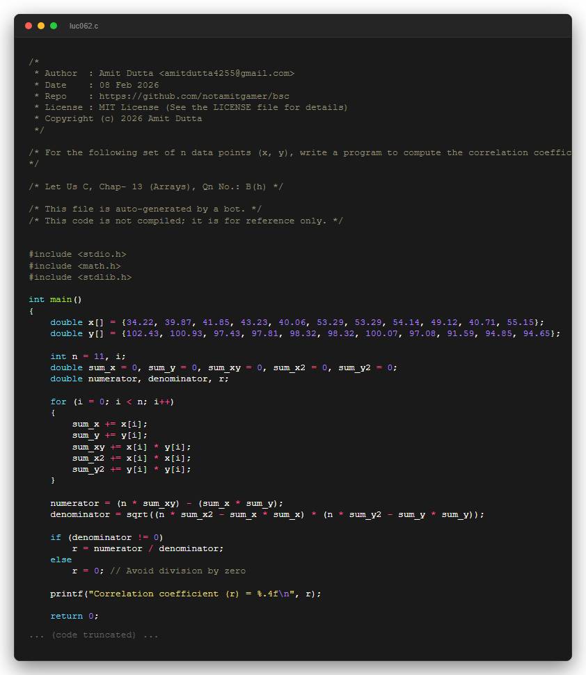 For the following set of n data points (x, y), write a program to compute the correlation coefficient r.